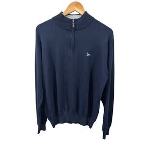 Peter Millar Navy 1/4 Zip Merino Wool Golf Sweater Medium